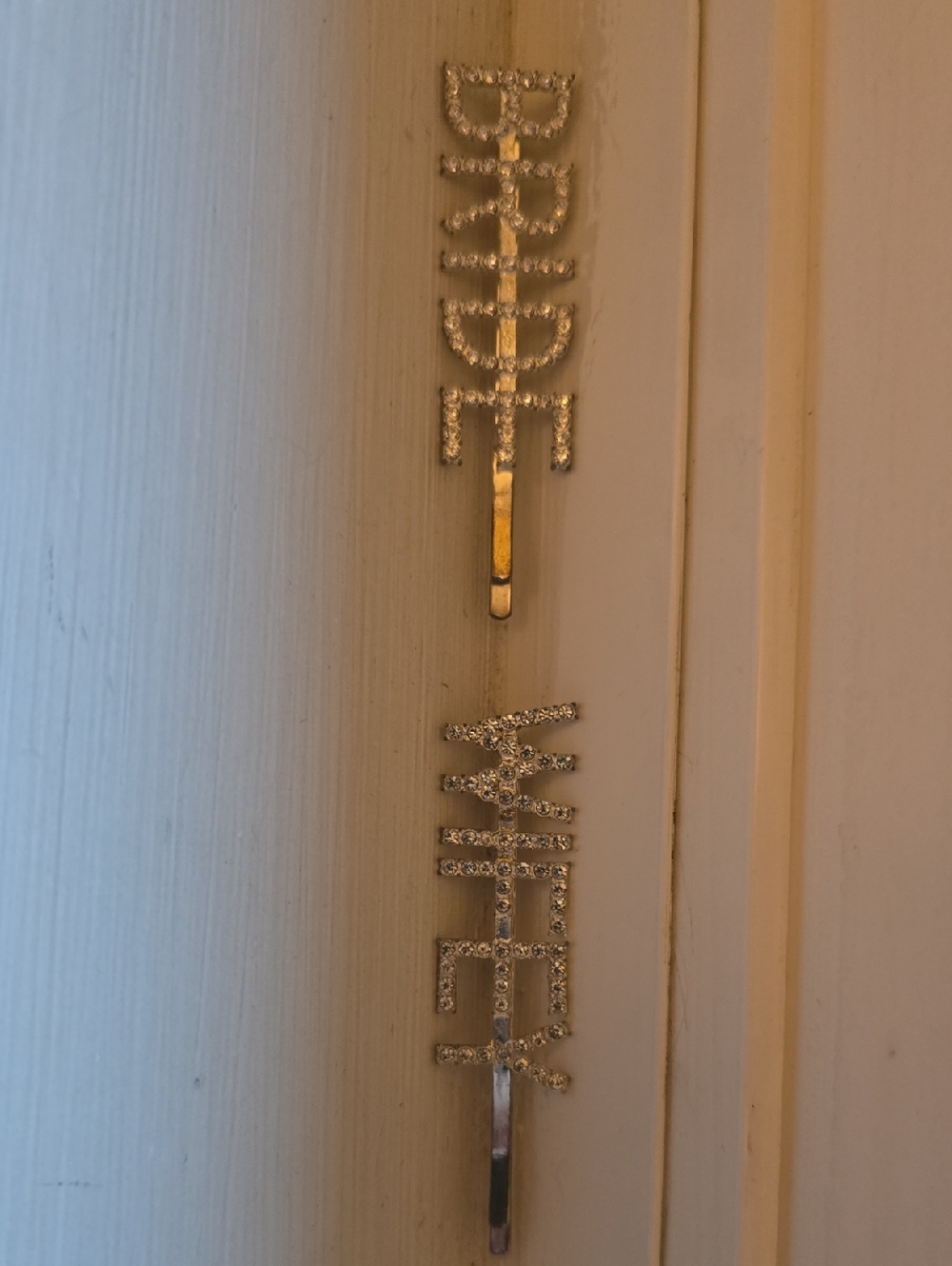 Sparkling "Bride" and "Wifey" Silver Hair Pins - Bridal Accessories